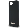 Etui Guess Silicone Script Metal Logo MagSafe na iPhone 16e - czarne