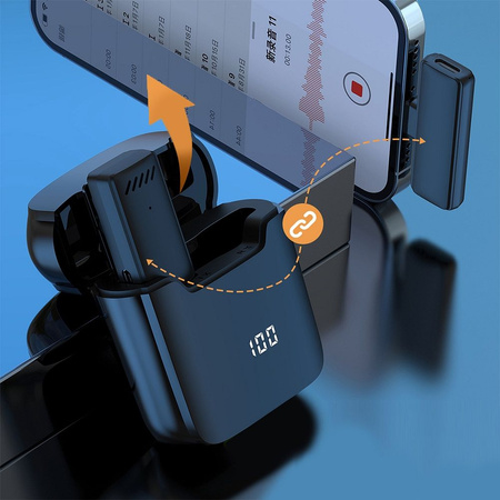 Mikrofon bezprzewodowy krawatowy dla Typ C z etui ładującym S11