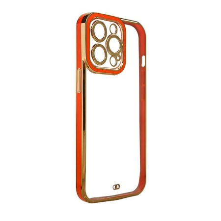 Fashion Case for iPhone 12 Pro Gold Frame Gel Cover Red