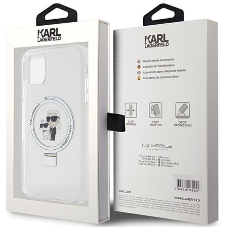 Karl Lagerfeld KLHMN61HMRSKCH iPhone 11 / Xr 6,1&quot; weiß/weiß Hardcase Ringständer Karl&amp;Choupette MagSafe