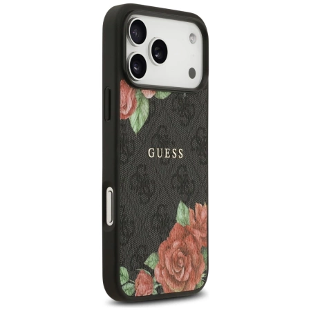 Guess 4G Flowers Print MagSafe Hülle für iPhone 17 Pro - Schwarz