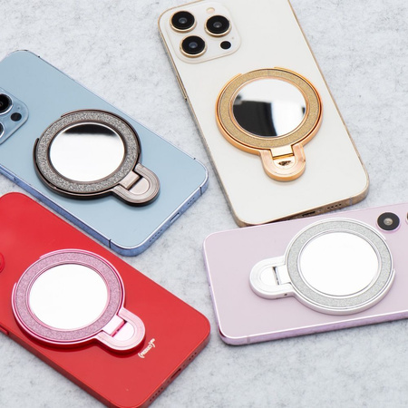 Stojak na telefon CIRCLE MIRROR - naklejany - złoty