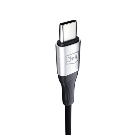 Kabel 3mk AUX minijack 3.5 mm / USB-C - srebrny