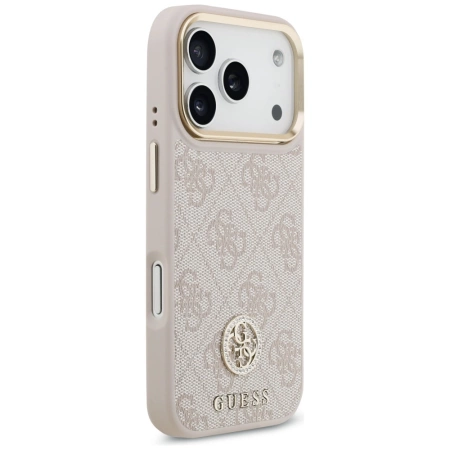 Guess 4G Strass Logo &amp; Big Strap Metal Buttons MagSafe Case for iPhone 17 Pro - Pink