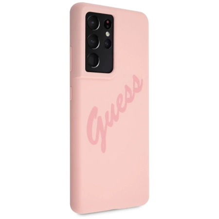 Guess GUHCS21LLSVSPI S21 Ultra G998 różowy/pink hardcase Script Vintage