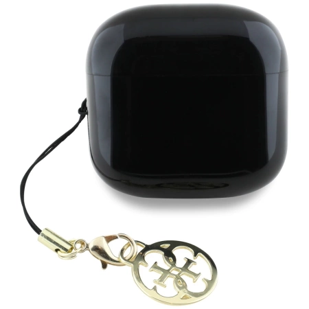 TWS Guess Kopfhörer mit klassischem Logo und Charm-Aufdruck, glänzender Effekt, Schwarz