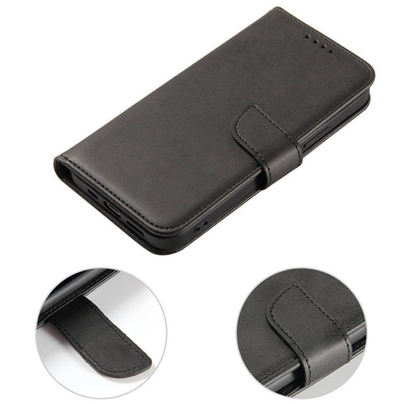 Magnet Case Hülle für Xiaomi 12T Pro / Xiaomi 12T Hülle mit Flip Wallet Ständer schwarz
