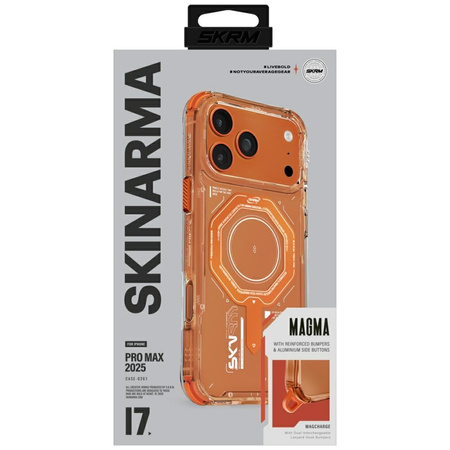 Etui Skinarma Magma do iPhone 17 Pro Max Magnetic Charging pomarańczowy