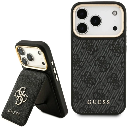 Guess 4G Hülle mit Magsafe Wallet für iPhone 17 Pro - Schwarz