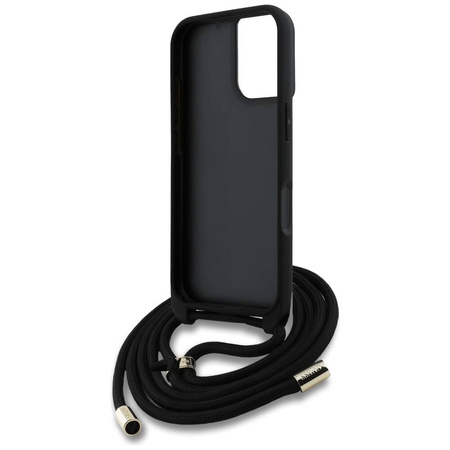 Original Case IPHONE 16 Guess 4G Big Logo Cord Stap Crossbody black