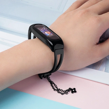 Metal bracelet for Xiaomi Mi Band 3 / 4 / 5 / 6 band strap - black