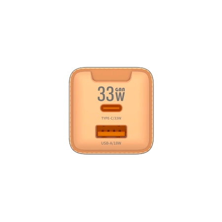 JELLICO wall charger EU55 GaN PD 33W 1xUSB-C + 1xUSB QC3.0 Orange