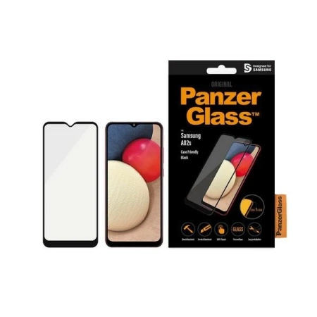 Szkło hartowane PanzerGlass E2E Super+ antybakteryjne na Samsung Galaxy A02s - z czarną ramką