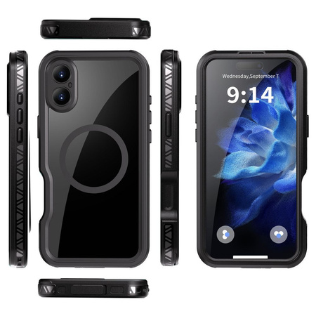 Futerał wodoodporny SHELLBOX GT kompatybilny z MagSafe do IPHONE 16 Plus czarny