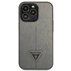 Original Case IPHONE 14 PRO Guess Hardcase Saffianotriangle Logo (GUHCP14LPSATLG) silver