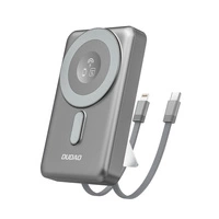 Powerbank Dudao K29 10000mAh PD 20W z MagSafe z metalową obudową, podstawką i wbudowanymi kablami USB-C/Lightning - szary