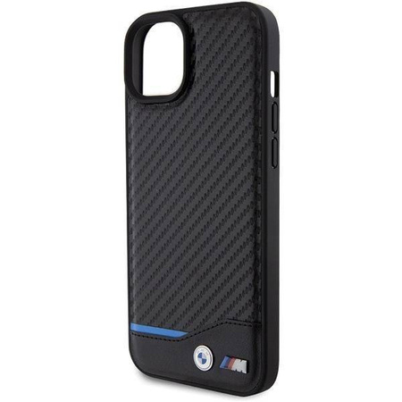 BMW Leather Carbon case for iPhone 15 Plus - black