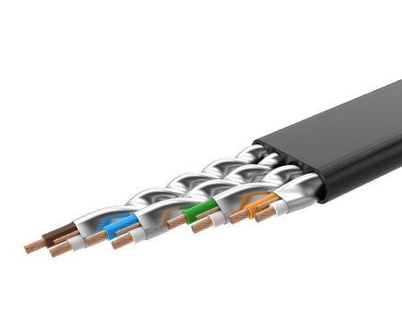 Ugreen Flat Cable Internet Network Cable Ethernet Patchcord RJ45 Cat 7 STP LAN 10 Gbps 3m Black (NW106 11262)