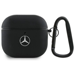 Schutzhülle APPLE AIRPODS 4 Mercedes Leather Metal Logo Cover (MEA4CSLBK) schwarz
