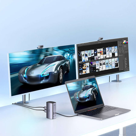 Ugreen Multifunktions-HUB 12in1 USB C USB HDMI DP RJ45 AUX SD TF grau (CM555)