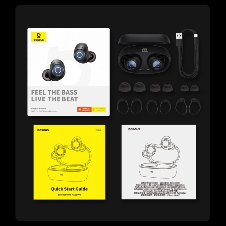 Słuchawki bezprzewodowe Baseus Bowie MA20 Pro TWS z ANC i IPX6 - czarne