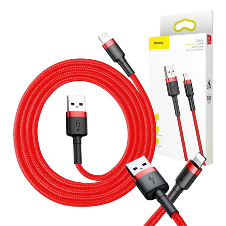 Baseus Cafule Cable - Kabel połączeniowy USB do Lightning, 1.5 A, 2 m (czerwony)