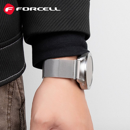 Pasek do Samsung Galaxy Watch Forcell F-Design FS11 magnetyczny stal 22 mm srebrny