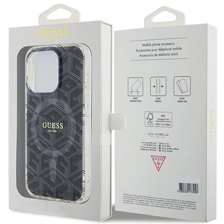 Original Handyhülle APPLE IPHONE 15 PRO MAX Guess hardcase IML GCube MagSafe (GUHMP15XHGCUSTGK) schwarz