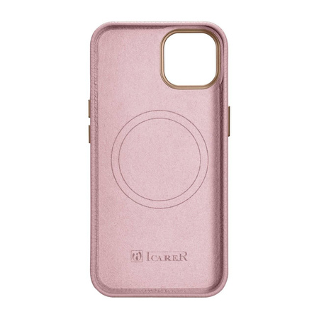 iCarer Litchi Premium Leather Case iPhone 14 Plus Magnetic Leather Case with MagSafe pink (WMI14220711-PK)