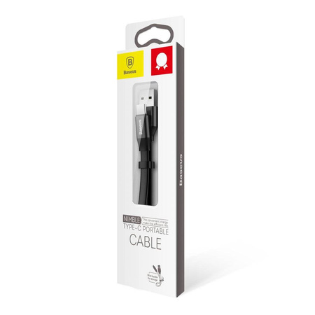 Baseus Nimble płaski kabel przewód USB / USB-C z uchwytem 2A 0,23M czarny (CATMBJ-01)