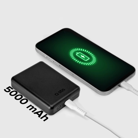 SBS TEBB5000MAG1CK Wireless Power Bank 5000 mAh USB-C, MagSafe Compatible - Black