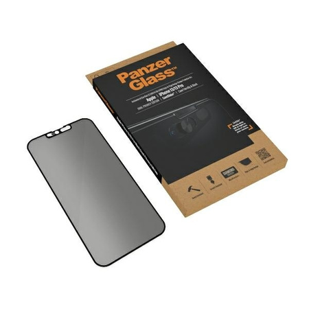 Szkło Hartowane 5D IPHONE 13 / 13 PRO PanzerGlass E2E Microfracture Case Friendly CamSlider Privacy Antibacterial (P2748) czarne