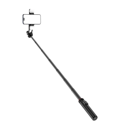 Selfie Stick WC12YDS Teleskopstativ 1,3 m aus Aluminiumlegierung mit Dual-Licht und Telefonhalter – Schwarz
