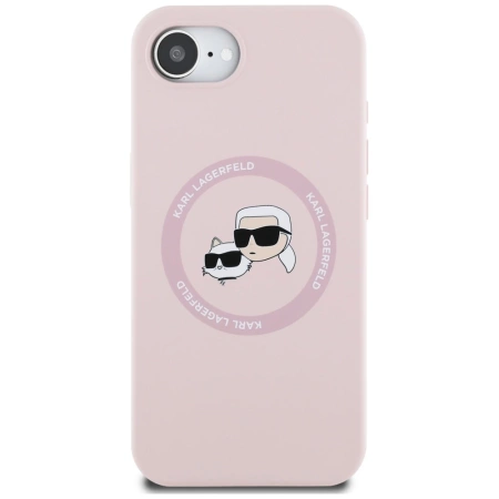 Etui Karl Lagerfeld Silicone Karl&Choupette Heads MagSafe na iPhone 16e - różowe