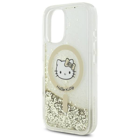 Original Case IPHONE 16 Hello Kitty Hardcase Liquid Glitter Fever MagSafe (HKHMP16SLGDIH) gold & white
