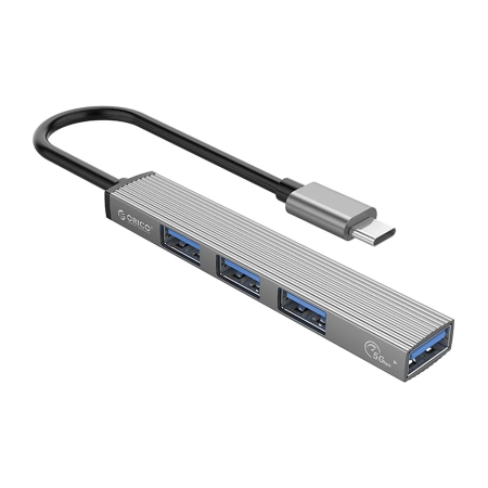 HUB 4-portowy input: USB-C 3.0 / output: 1x USB-A 3.0 + 3x USB-A 2.0 przewód 0,15M - szary
