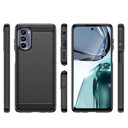 Carbon Case für Motorola Moto G62 5G flexible Silikon-Carbon-Hülle schwarz