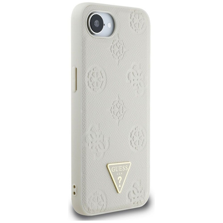 GUESS futerał do IPHONE 16e (SE 4 2025) kompatybilny z MagSafe GUHMPSE4PGBTME (Grained PU Hot Stamp Peony Triangle Logo) beżowy