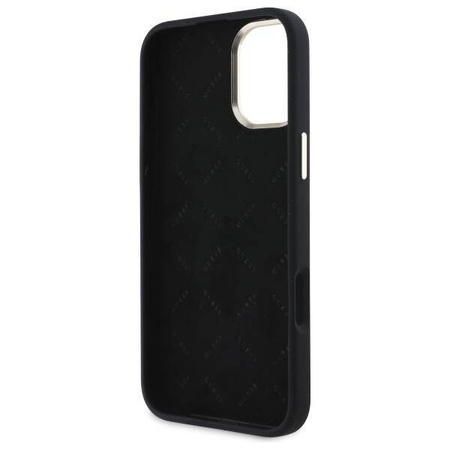 Original Case IPHONE 16 Guess Hardcase Silicone Logo Strass 4G (GUHCP16SM4DGPK) black