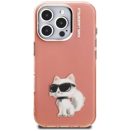 Etui Karl Lagerfeld IML Aquarelle Choupette & Logo na iPhone 16 Pro - różowe