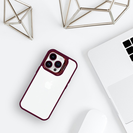 Tel Protect Kickstand case + szkło na aparat (lens) do Iphone 13 Pro burgundowy