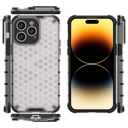 Wabenhülle für iPhone 14 Pro gepanzerte Hybridhülle schwarz