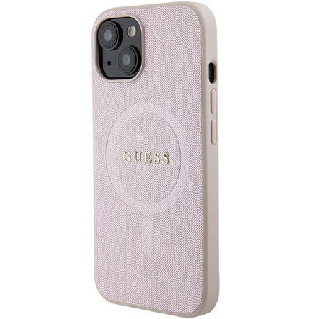 Guess Saffiano MagSafe case for iPhone 15 Plus - pink