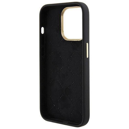 Original Handyhülle APPLE IPHONE 15 PRO MAX Guess Hardcase Silicone Logo Strass 4G (GUHCP15XM4DGPK) schwarz
