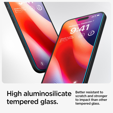 GEHÄRTETES GLAS Spigen GLAS.TR „EZ FIT“ 2ER-PACK IPHONE 15 KLAR
