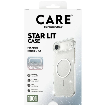 Etui CARE by PanzerGlass Flagship Urban Explorer w. White MagSafe na iPhone Air - przezroczysto-brokatowe