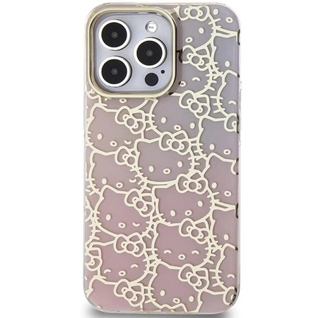 Hello Kitty IML Gradient Electrop Crowded Kitty Head Case for iPhone 15 Pro Max - Pink