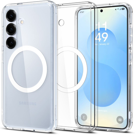 Spigen nakładka Ultra Hybrid Mag MagSafe do Samsung Galaxy S25 Przezroczysta Biała