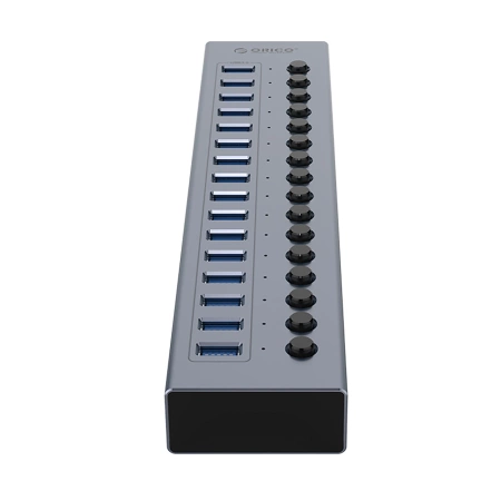 HUB 16-portowy z włącznikiem USB-A 3.0 - szary