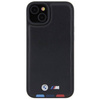 Etui BMW Leather Stamp Tricolor do iPhone 15 Plus - czarne